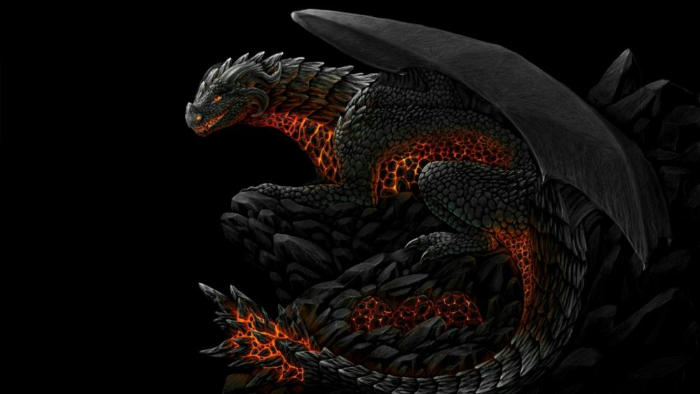 Black stone dragon wallpaper