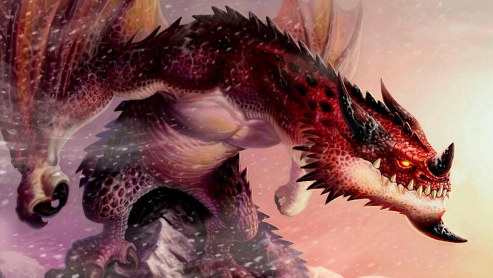 Red dragon fantasy art wallpaper