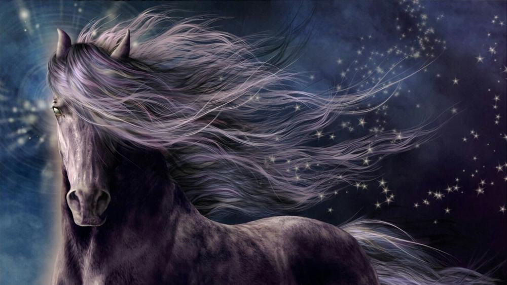 Dreamy horse with stars - Fantasy art wallpaper