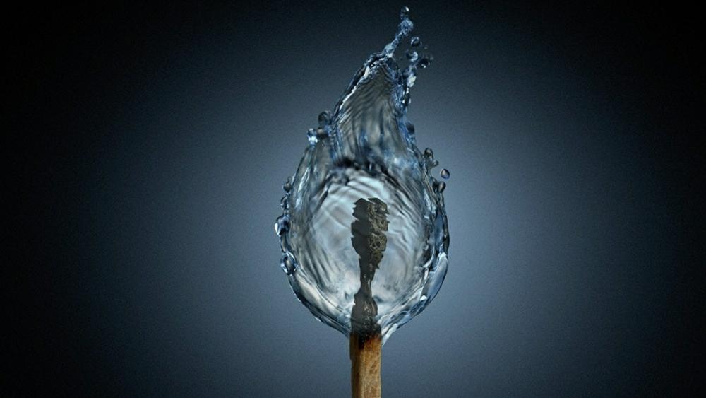 Matchstick water flame - Digital art wallpaper