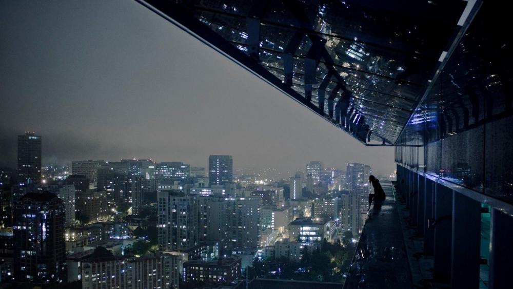 Night cityscape from a skyscraper wallpaper