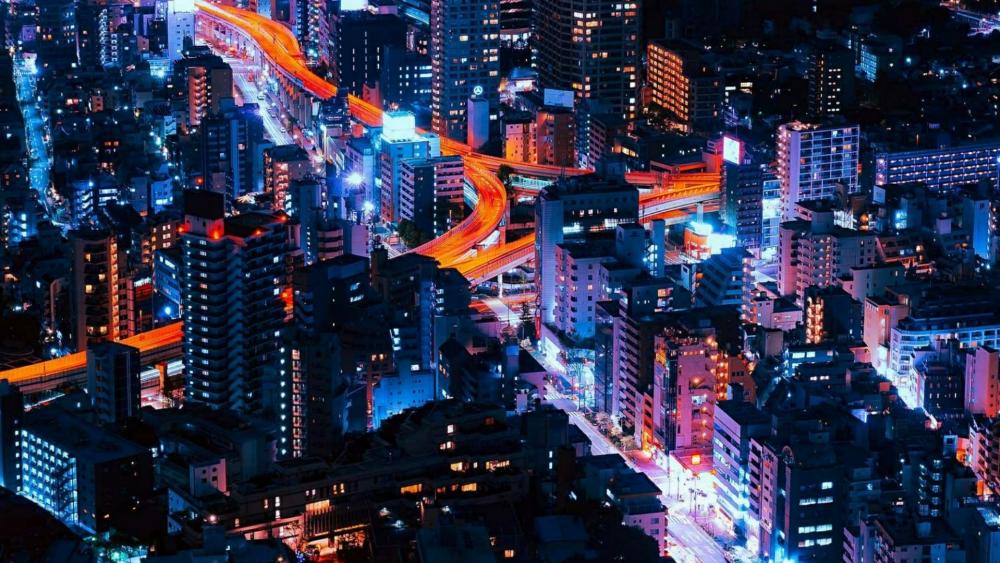 Beautiful Tokyo city lights wallpaper