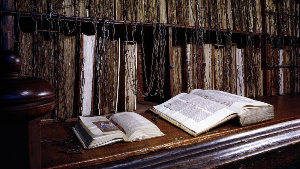 Chained library - Hereford Cathedral wallpaper