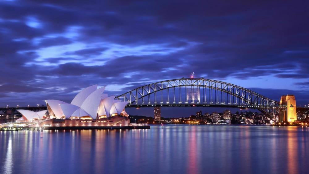 Sydney Opera House and Harbour bridge wallpaper