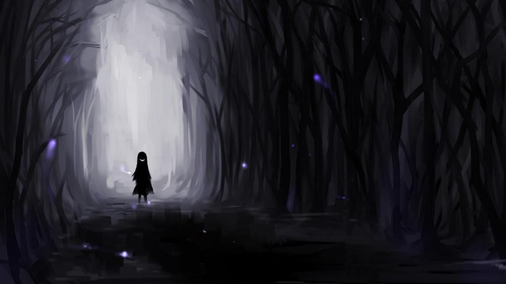 Alone in the dark forest wallpaper