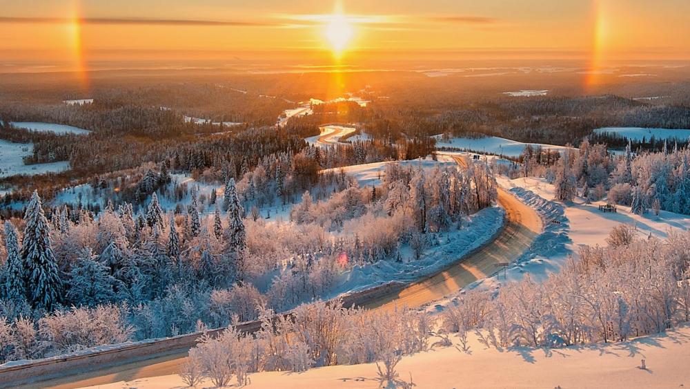 Frosty landscape  - Belogorye, Ural, Russia wallpaper