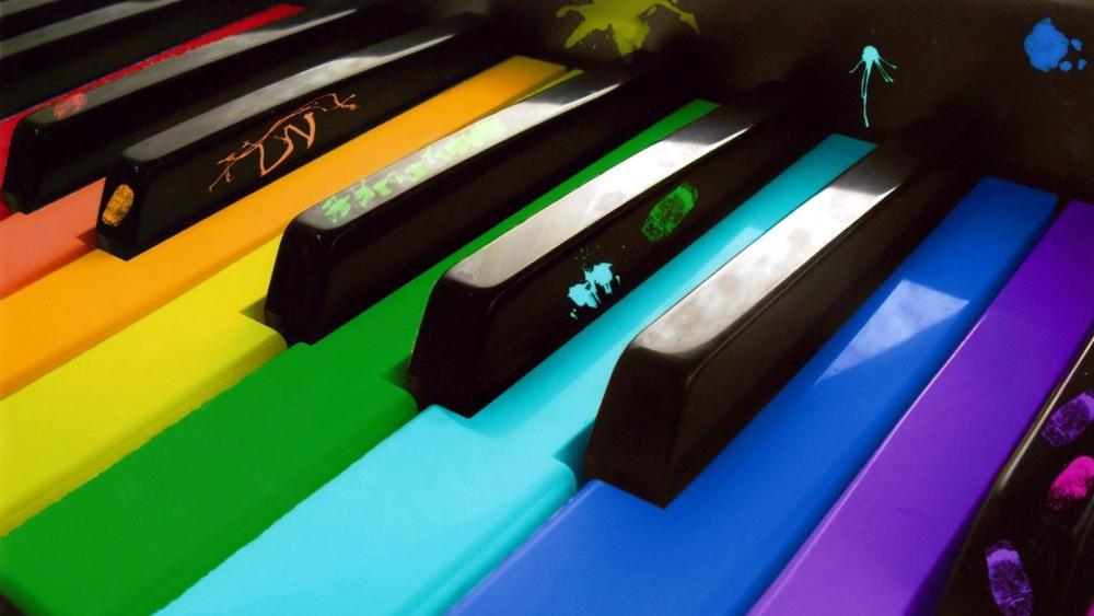 Colorful piano keyboard wallpaper