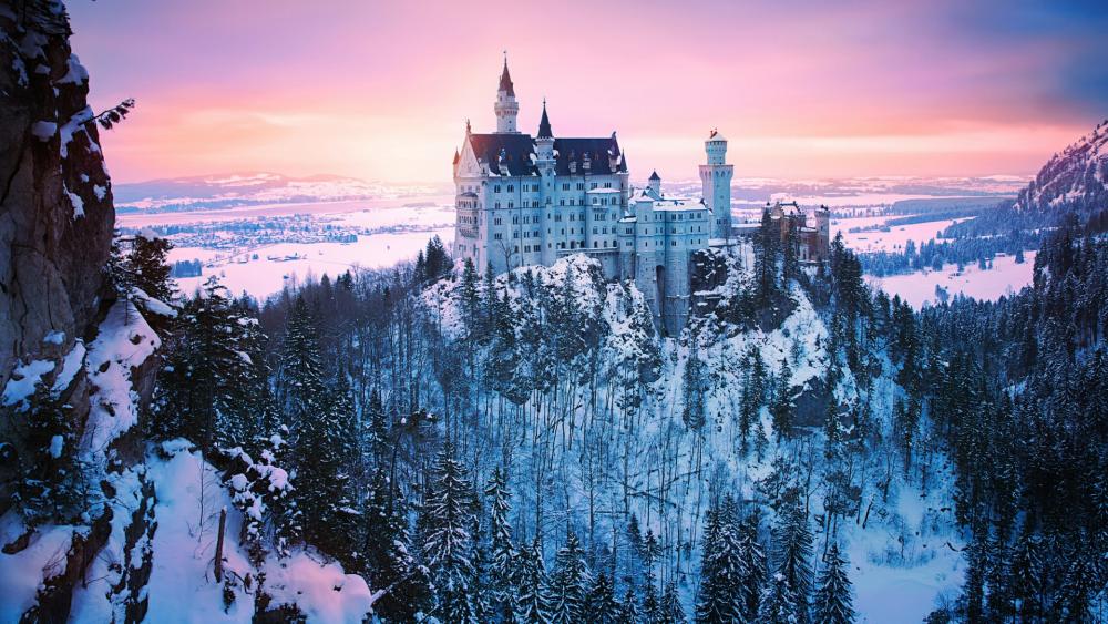 Neuschwanstein Castle in winter -  Bavaria, Germany wallpaper
