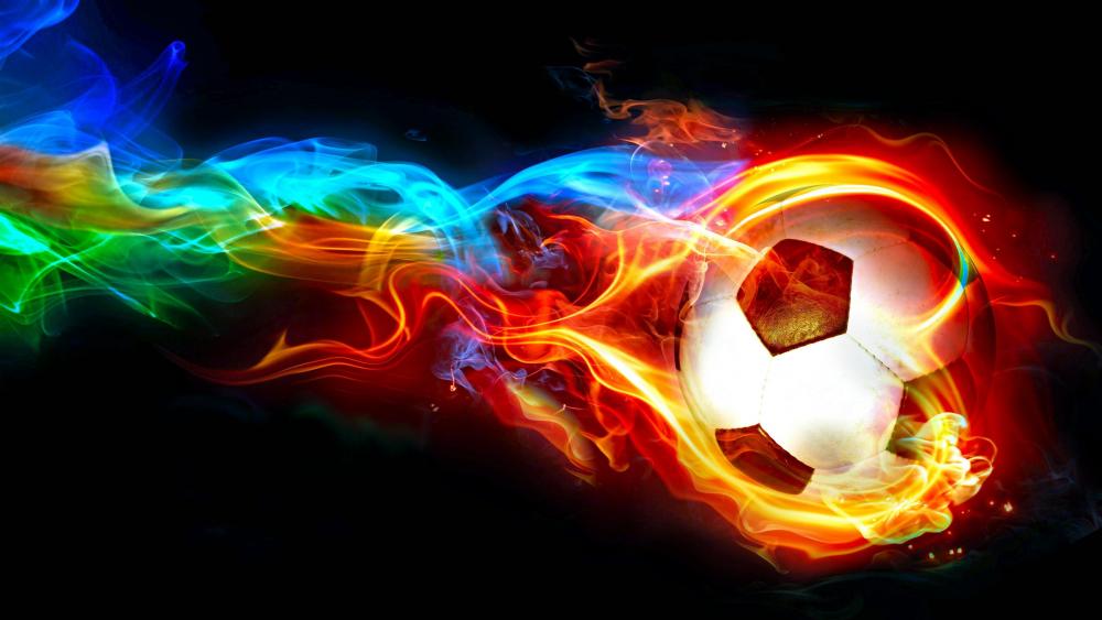 Soccer ball with colorful flame ⚽ wallpaper