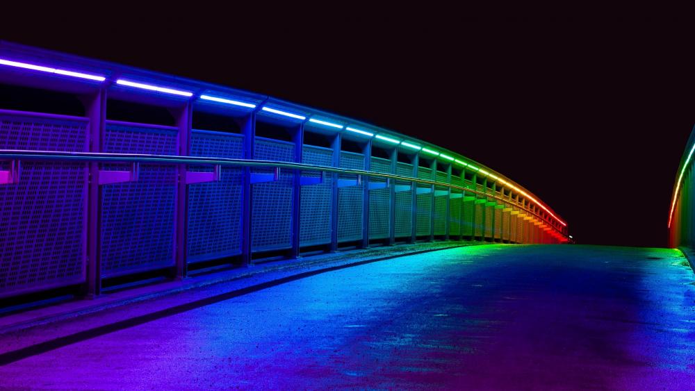 Multicolor illumination on the bridge wallpaper