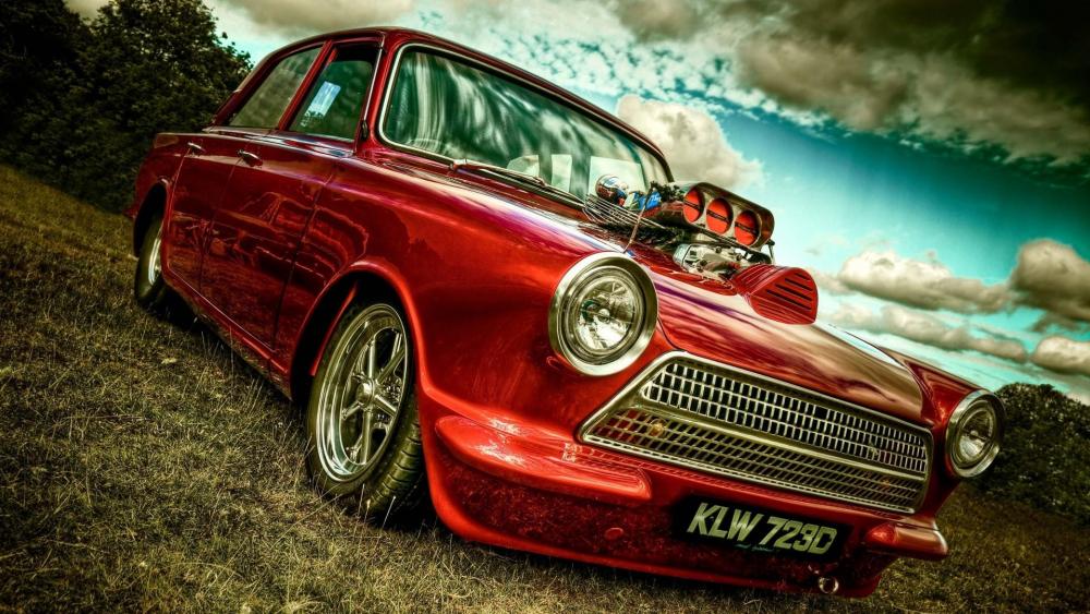 Metallic red Trabant 601 wallpaper
