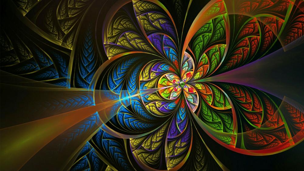 Psychedelic kaleidoscope fractal art wallpaper