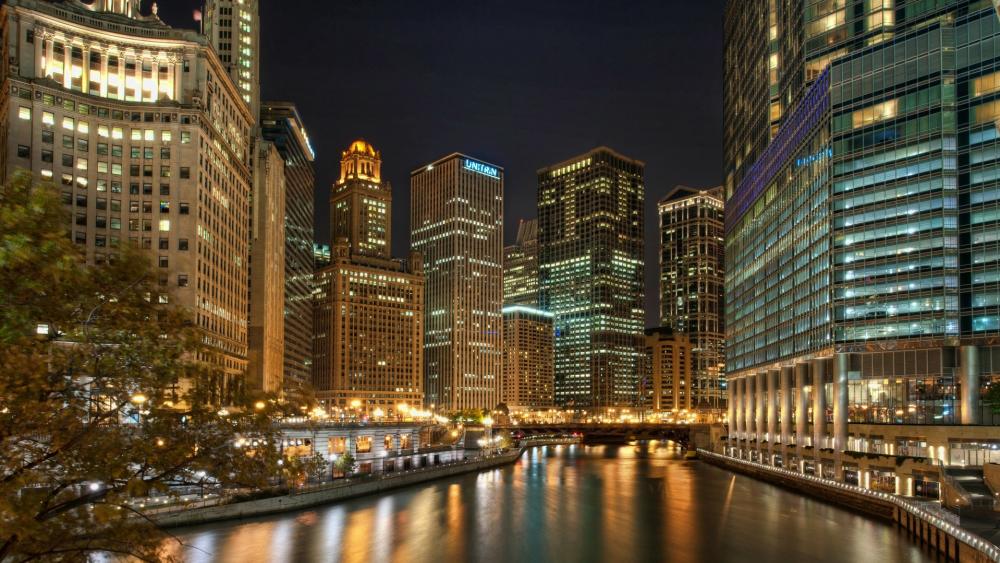 Chicago at night wallpaper