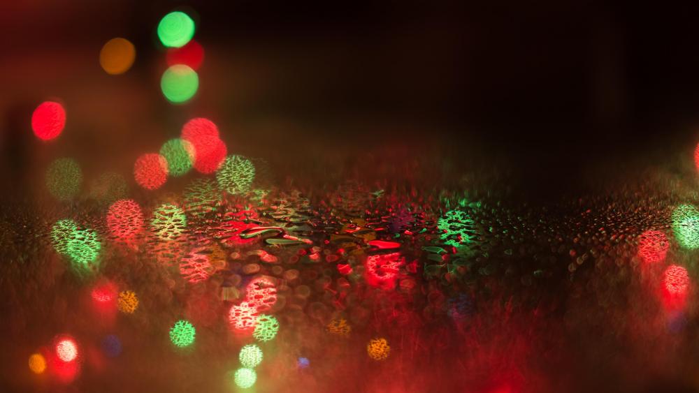 Bokeh lights in the rain wallpaper