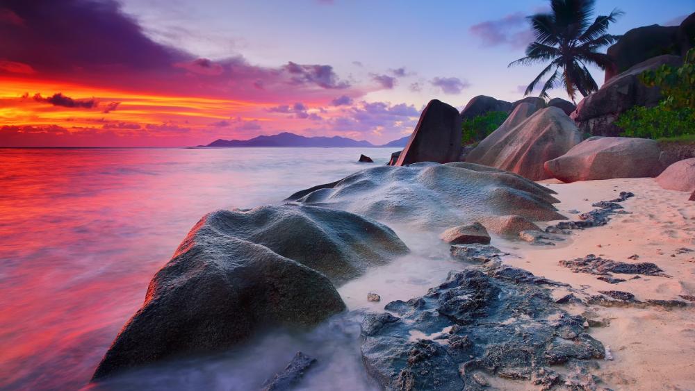 Sunset in the Seychelle Islands wallpaper