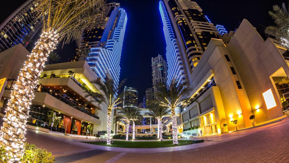 Marina Promenade at night- Dubai wallpaper