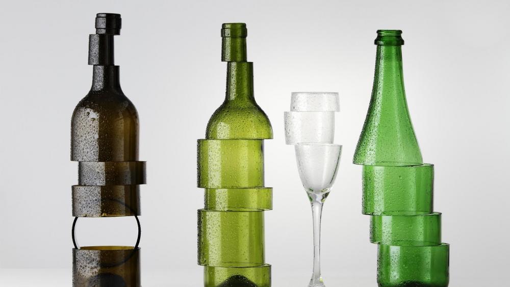 Artistic glasses - Sliced bottles wallpaper