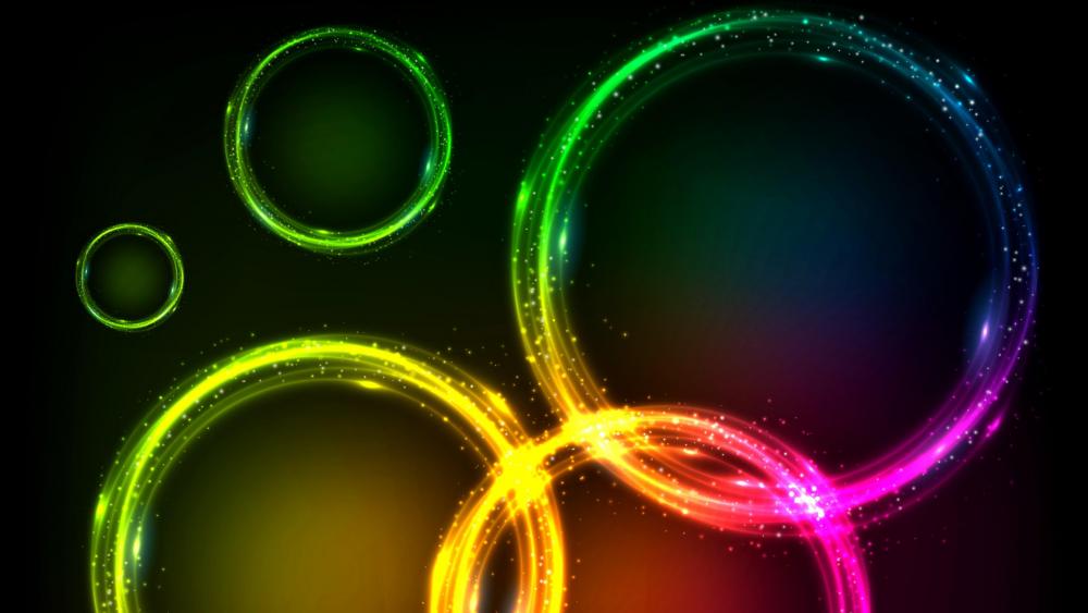 Multicolored abstract neon circles wallpaper