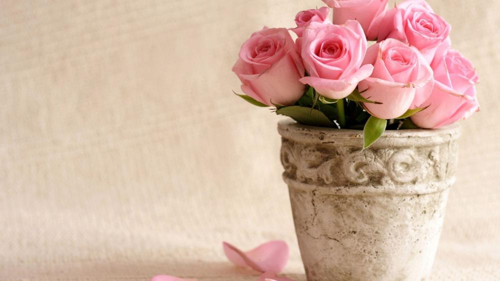 Pink rose bouquet wallpaper