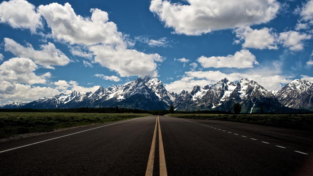 The Teton Range view from the highway wallpaper