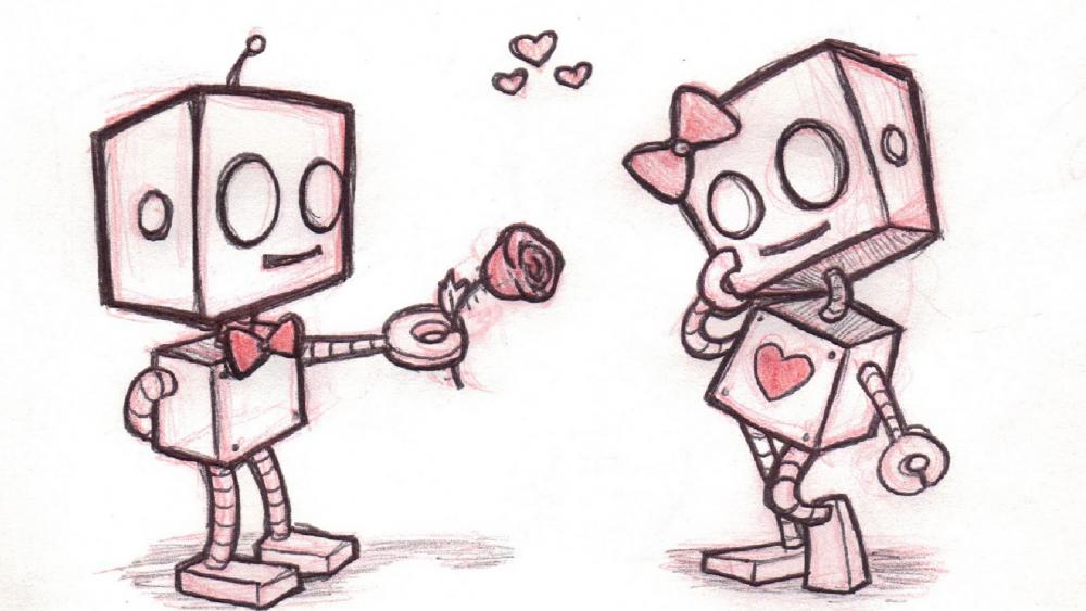 Robot love easy drawing wallpaper