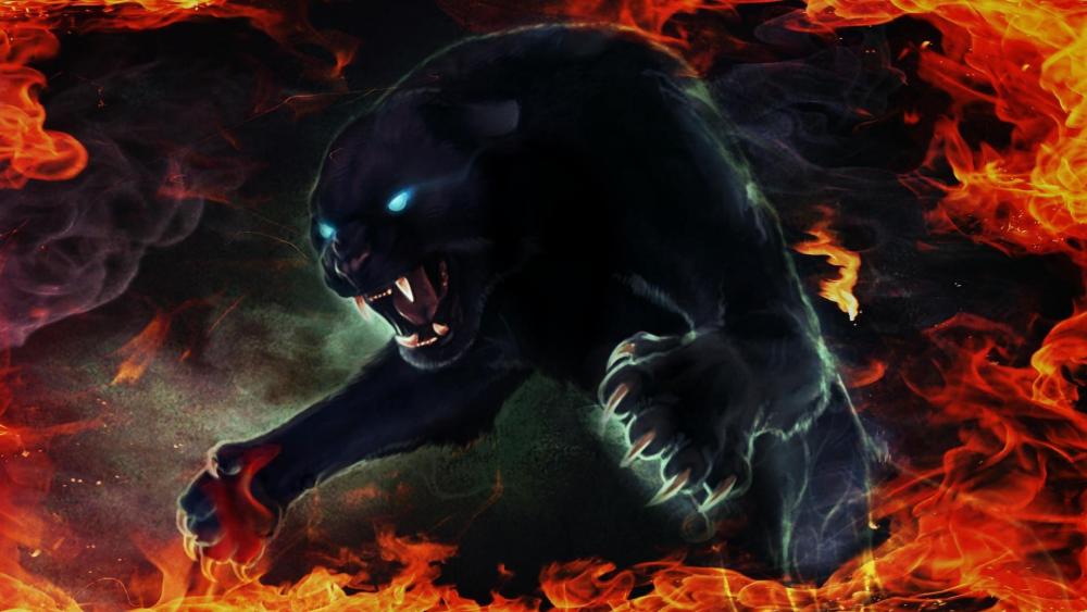Fiery Black Panther wallpaper