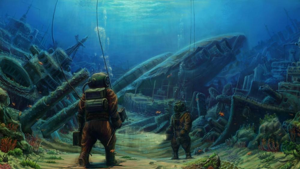 Deep sea diving - Fantasy art wallpaper