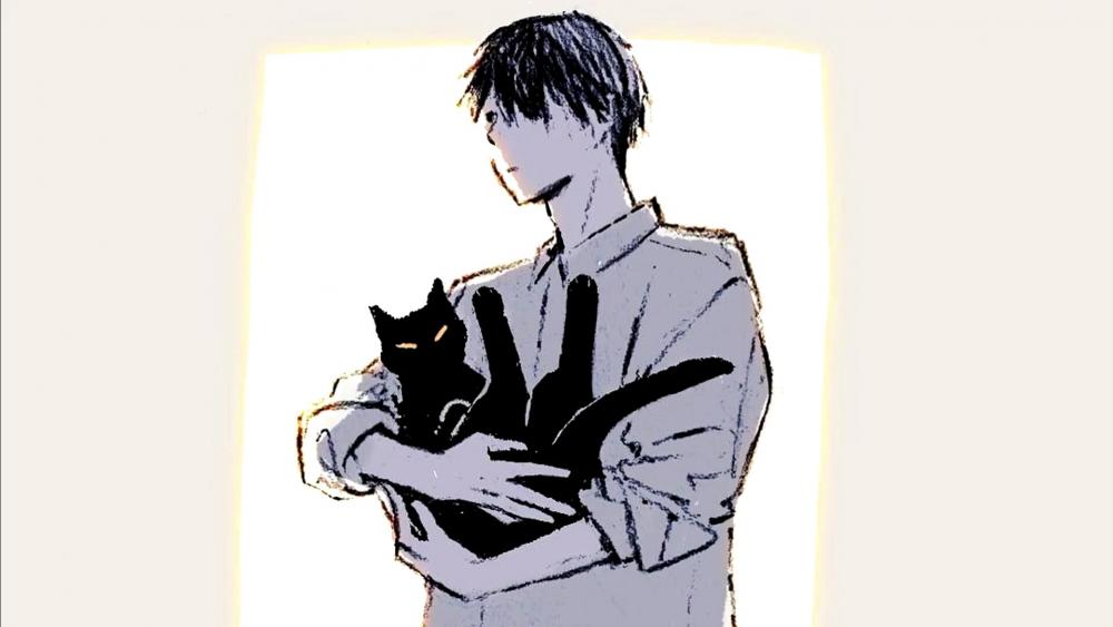 Whispers Between a Boy and his Cat wallpaper