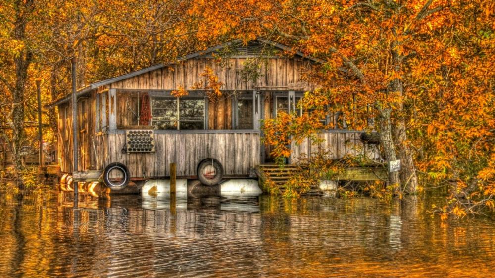 Floating camp on the Ouachita River - Louisiana wallpaper