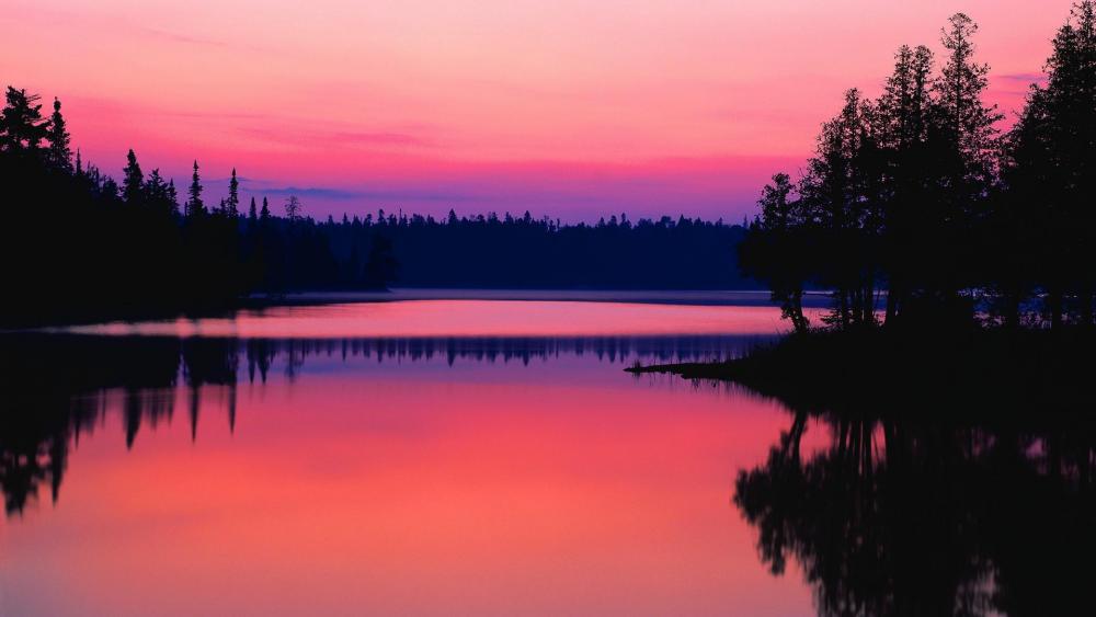 Pink sunset reflection wallpaper
