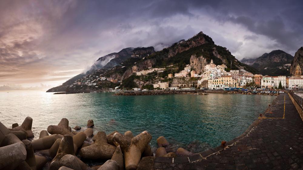 Amalfi city at the Amalfi coast - Italy wallpaper