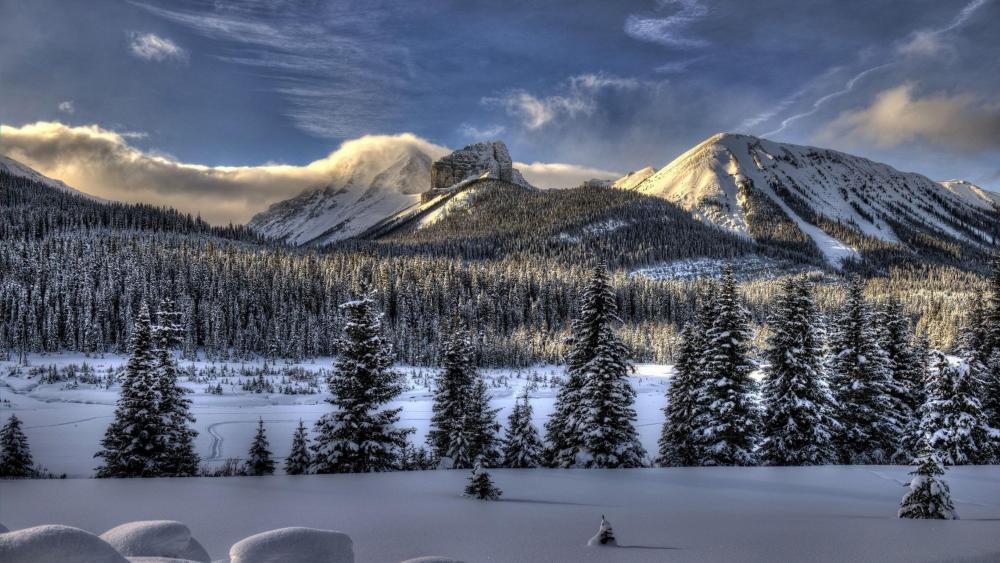 Winter mountains landscape wallpaper