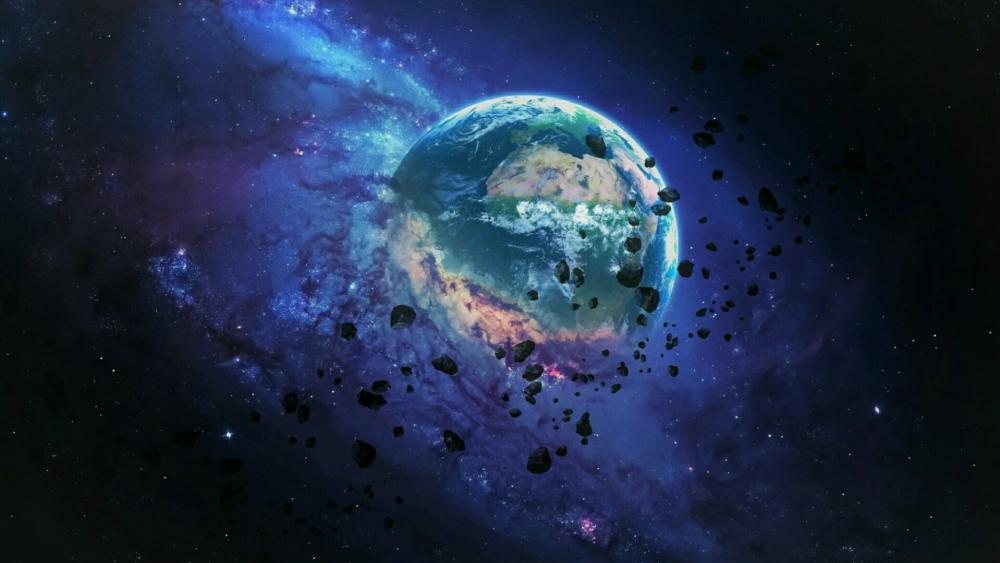 Earth and meteors wallpaper