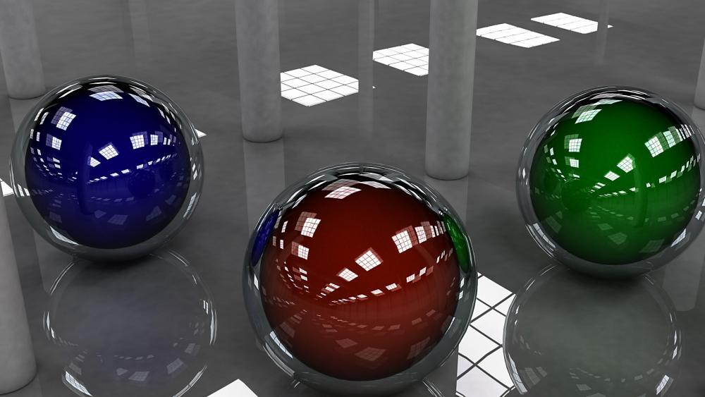 3D spheres in helmet - Digital art wallpaper