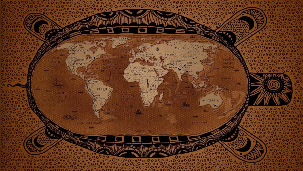 Turtle world map wallpaper