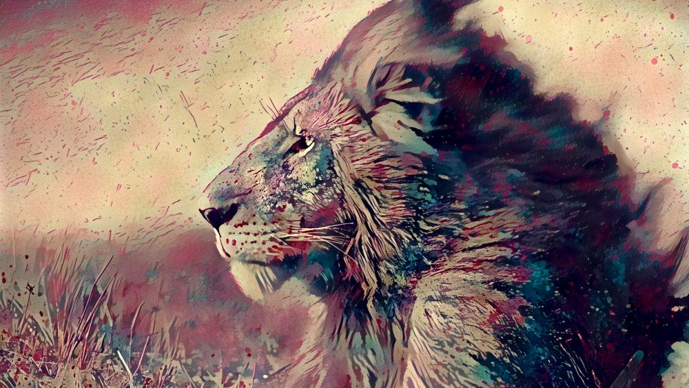 Lion portrait- Painting effect wallpaper