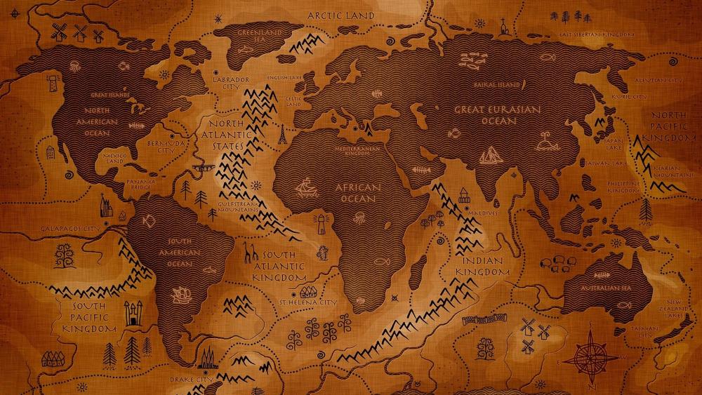 Old world map - Fantasy art wallpaper