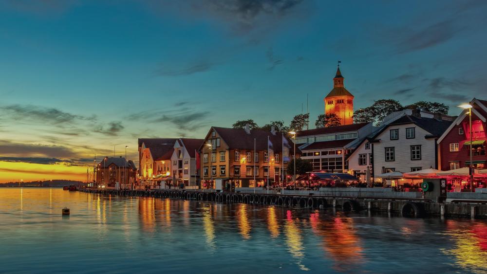 Stavanger at dusk (Norway) wallpaper