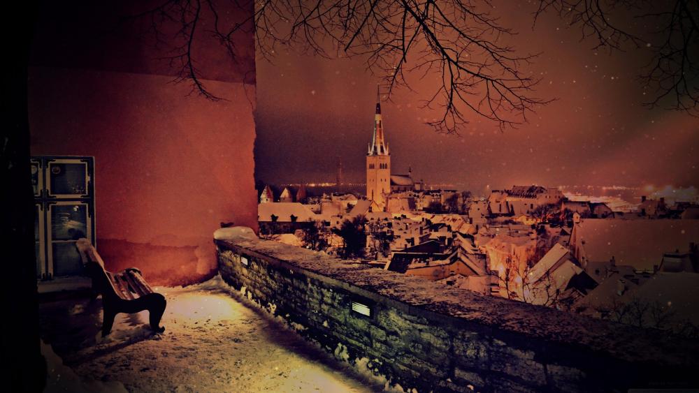 Night mood in Tallinn (Estonia) wallpaper