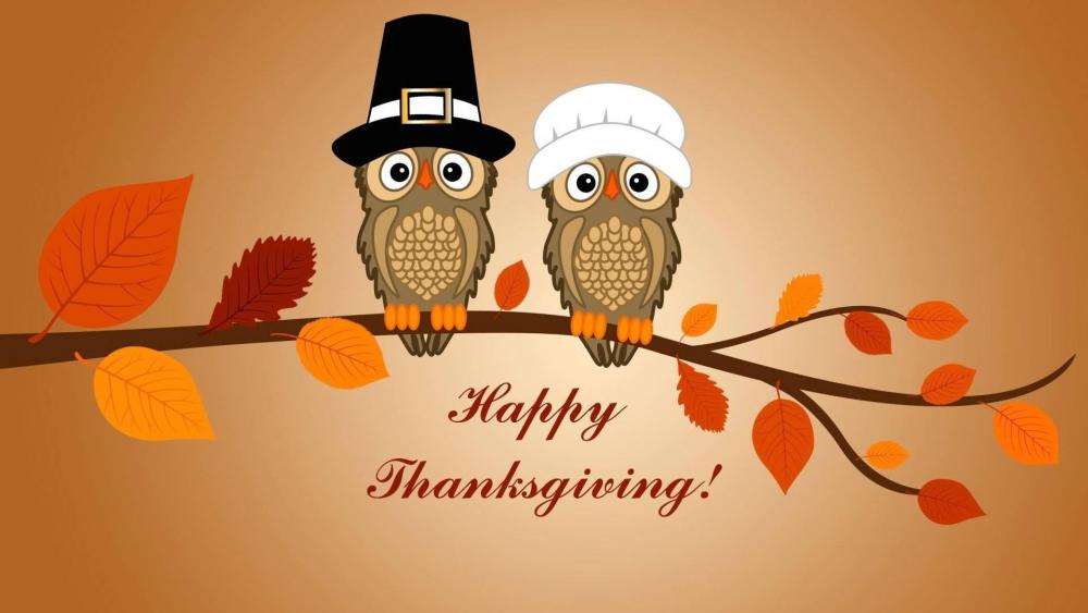 Happy Thanksgiving owls wallpaper