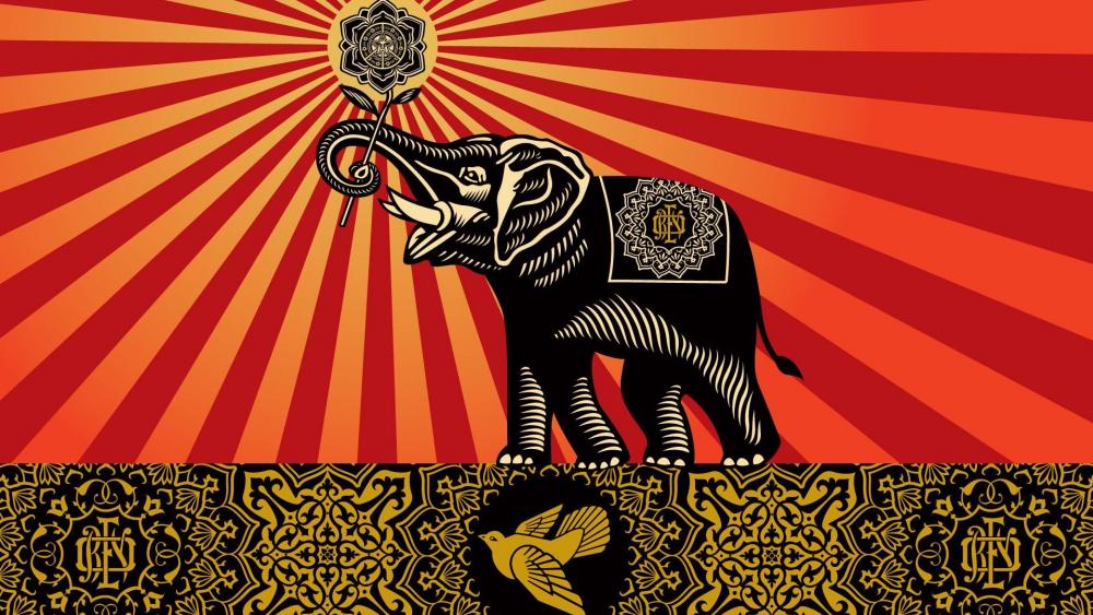 Elephant art wallpaper