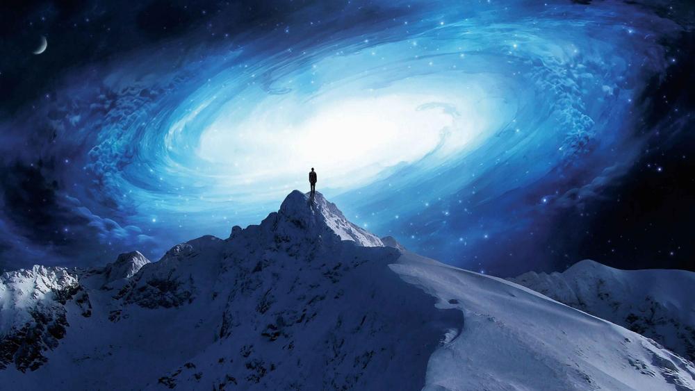 Blue galaxy swirl - Fantasy landscape wallpaper