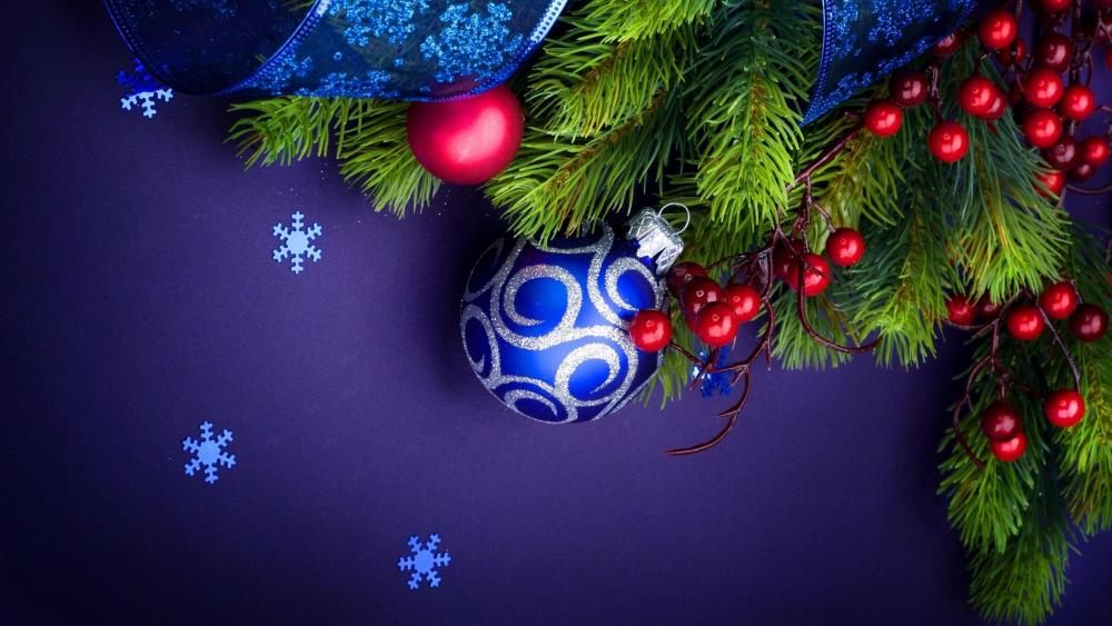 Festive Elegance in Blue and Red wallpaper