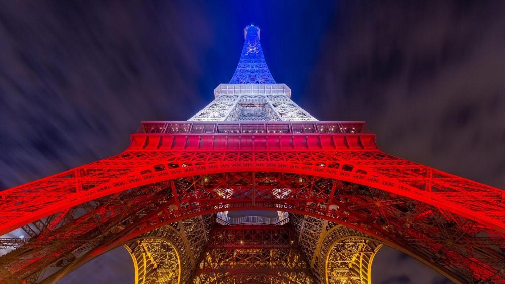 Eiffel Tower in French colors wallpaper