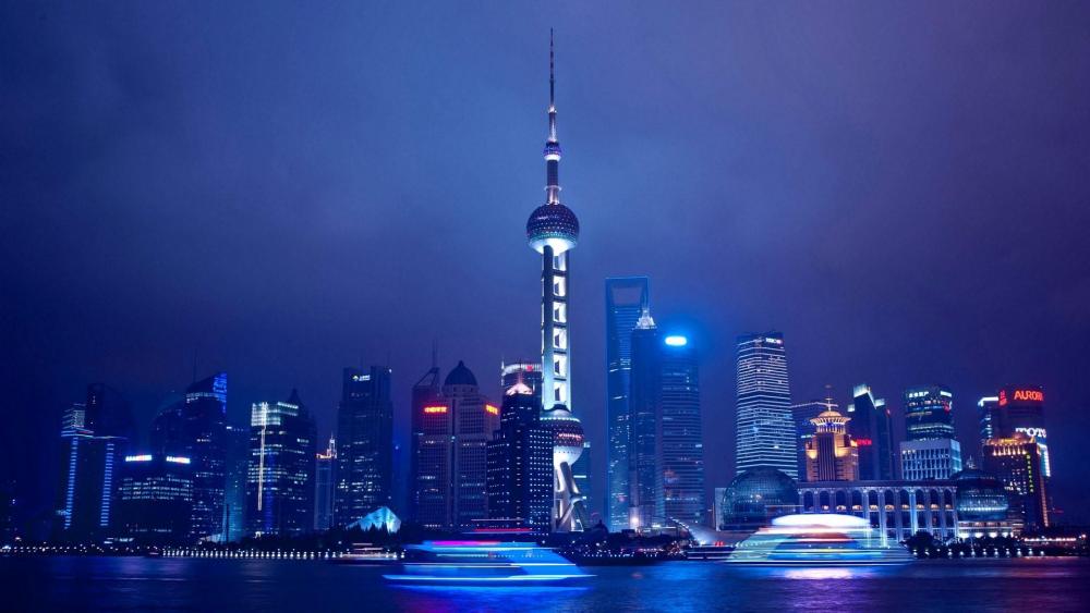 Oriental Pearl Tower at night - Shanghai wallpaper