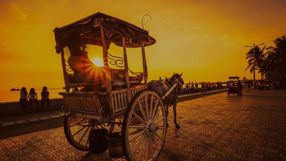 Horse cart in the sunset - Manila wallpaper