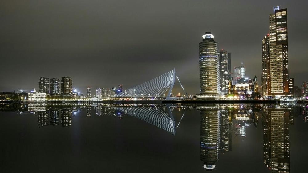 Rotterdam downtown reflection wallpaper