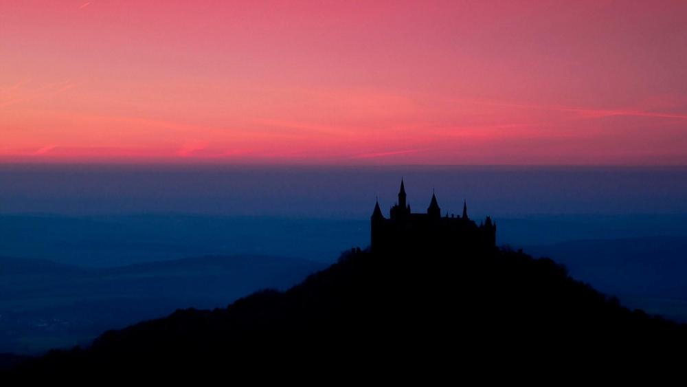 Hohenzollern Castle silhouette at night wallpaper