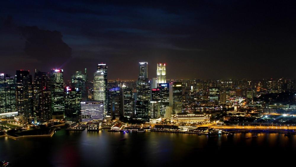 Singapore skyline at night wallpaper