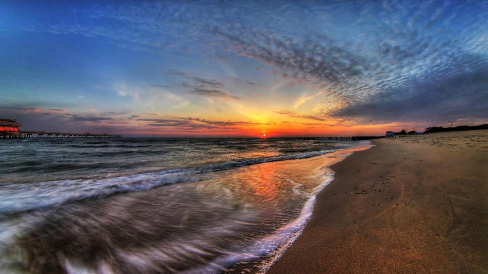 Sandy beach sunset wallpaper
